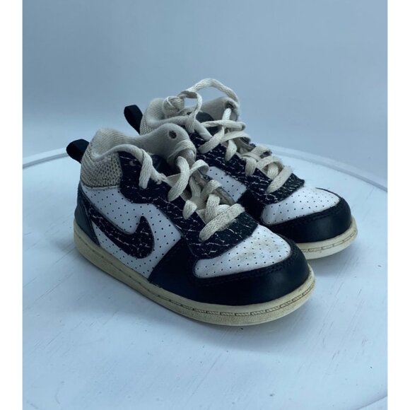 Nike Baby High Top Sneakers Black White Size 7 Child Marble Swoosh Style #847748 - Picture 2 of 7